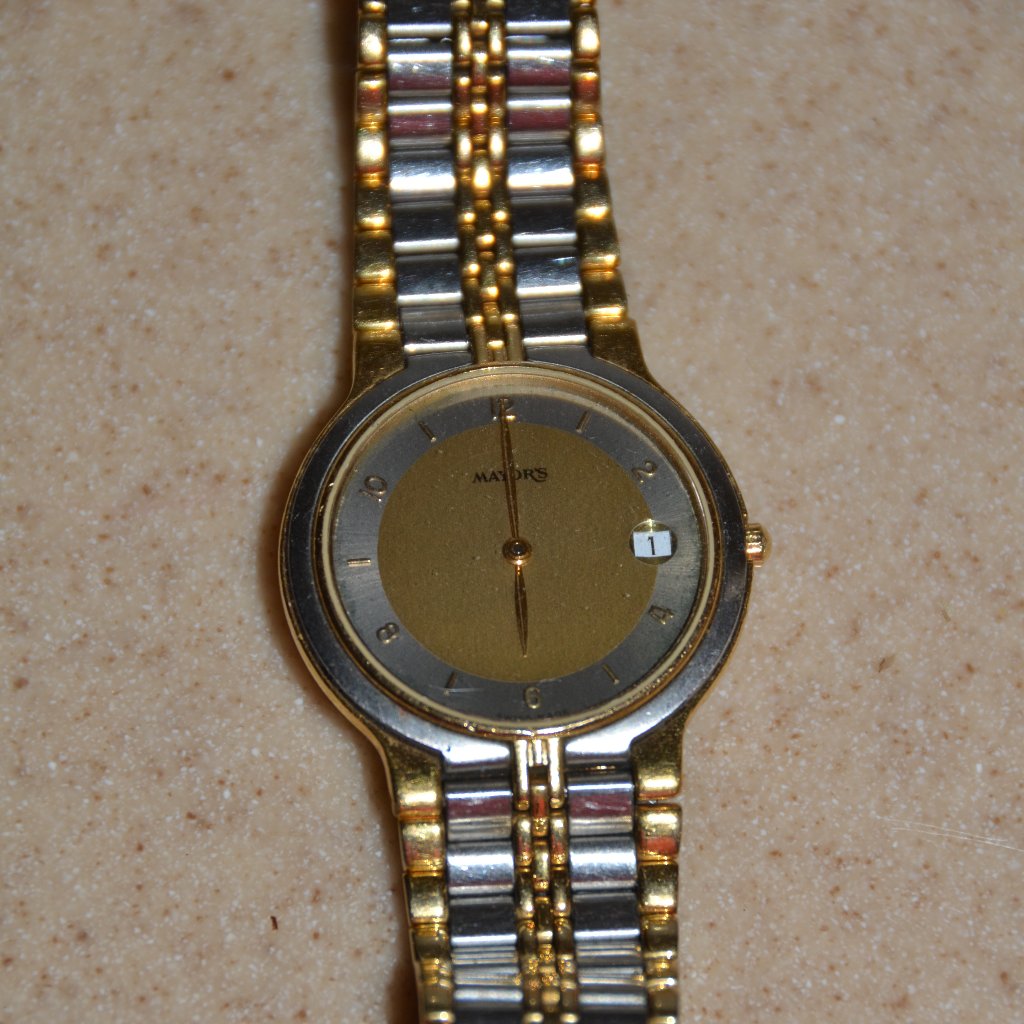 Vintage Estate Mayors Sapphire Crystal Datejust Swiss Movement Gold Band Watch — image 2 of 8